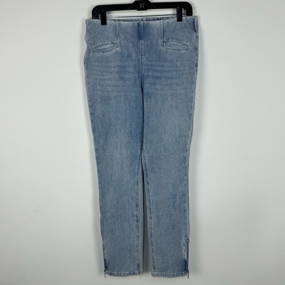 Soft Surroundings Light Wash Zipper Detail Pull On Jegging Jeans Boho Minimalist - Picture 1 of 5